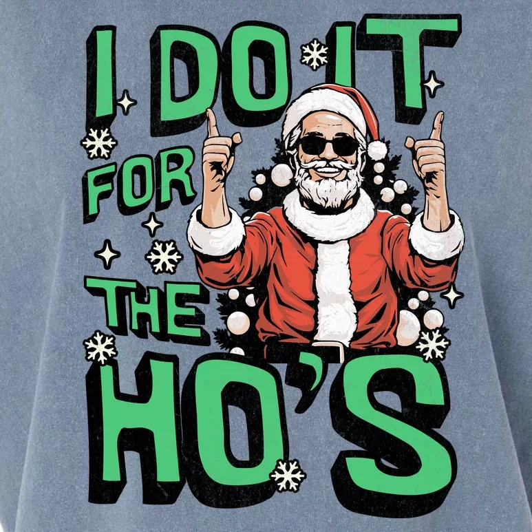 I Do It For The HoS Funny Christmas Santa Claus Garment-Dyed Women's Muscle Tee