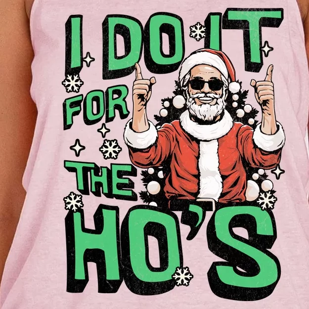 I Do It For The HoS Funny Christmas Santa Claus Women's Knotted Racerback Tank