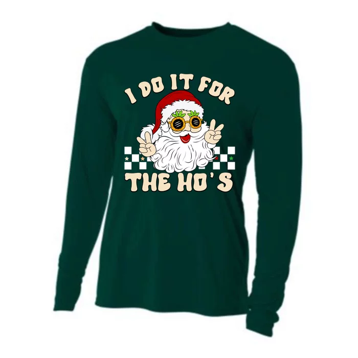 I Do It For The Hos Hippy Peace Santa Claus Christmas Cooling Performance Long Sleeve Crew