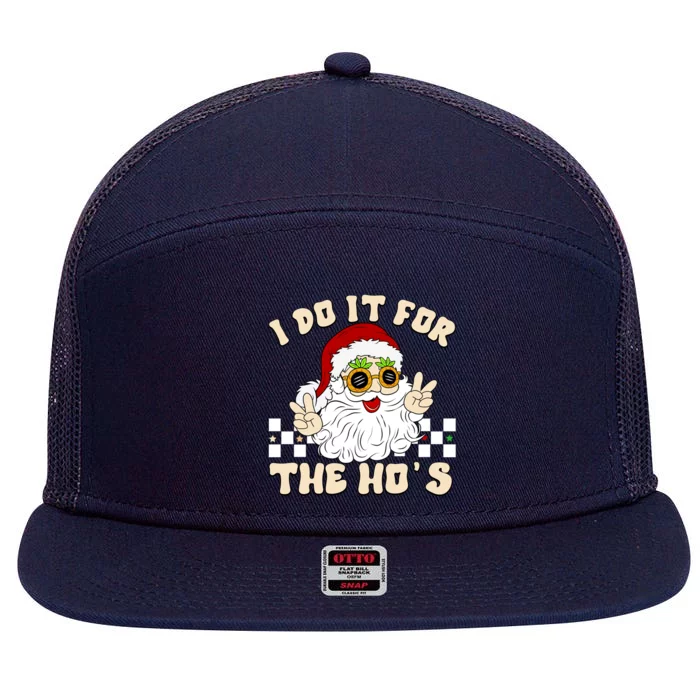 I Do It For The Hos Hippy Peace Santa Claus Christmas 7 Panel Mesh Trucker Snapback Hat