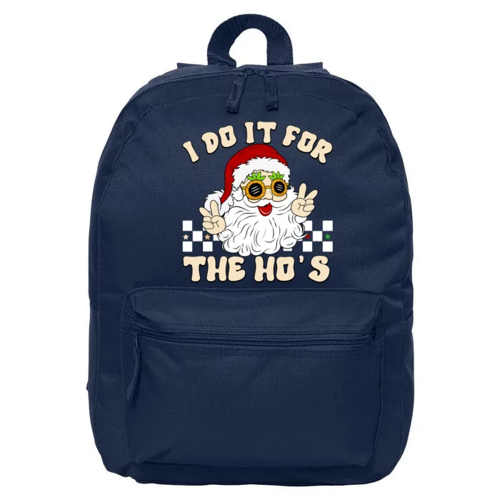 I Do It For The Hos Hippy Peace Santa Claus Christmas 16 in Basic Backpack