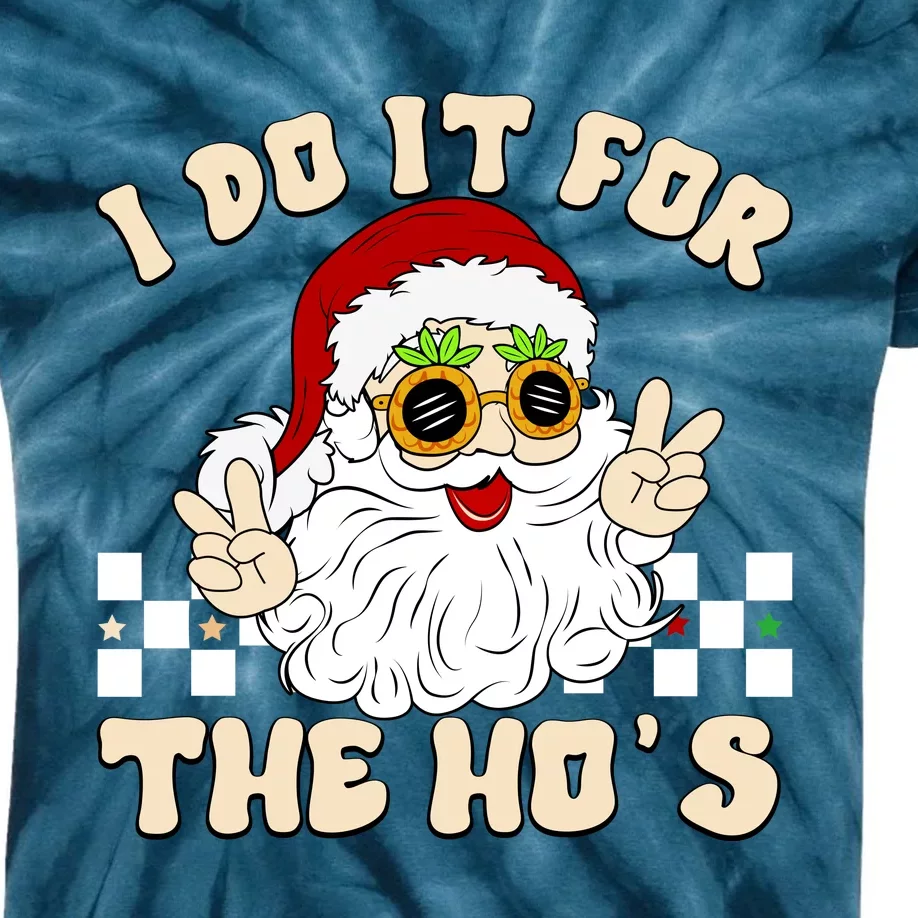 I Do It For The Hos Hippy Peace Santa Claus Christmas Kids Tie-Dye T-Shirt