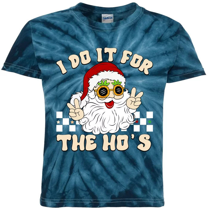 I Do It For The Hos Hippy Peace Santa Claus Christmas Kids Tie-Dye T-Shirt