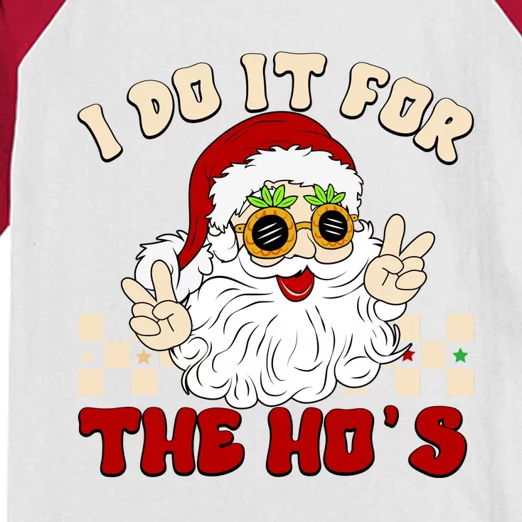 I Do It For The Hos Hippy Peace Santa Claus Christmas Kids Colorblock Raglan Jersey