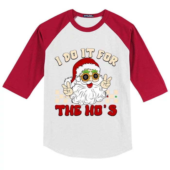 I Do It For The Hos Hippy Peace Santa Claus Christmas Kids Colorblock Raglan Jersey