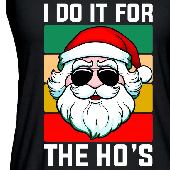 I Do It For The Hos Santa Claus Shades Funny Christmas Ladies Essential Flowy Tank