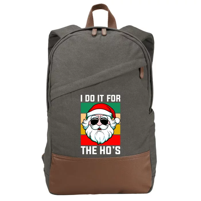 I Do It For The Hos Santa Claus Shades Funny Christmas Cotton Canvas Backpack