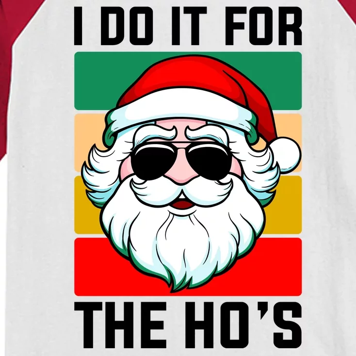 I Do It For The Hos Santa Claus Shades Funny Christmas Kids Colorblock Raglan Jersey