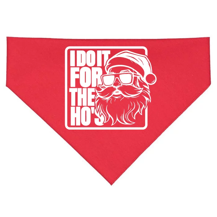 I Do It For The Hos Santa Claus Shades St Nick Christmas USA-Made Doggie Bandana