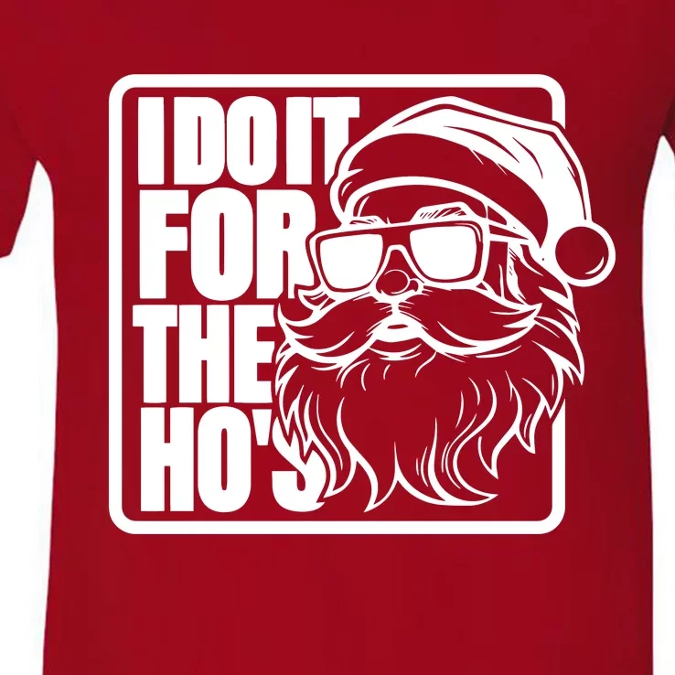 I Do It For The Hos Santa Claus Shades St Nick Christmas V-Neck T-Shirt