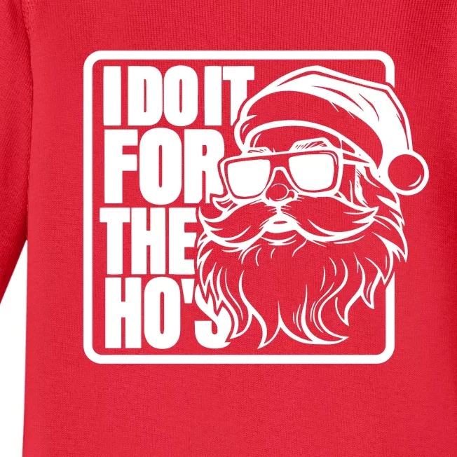 I Do It For The Hos Santa Claus Shades St Nick Christmas Baby Long Sleeve Bodysuit