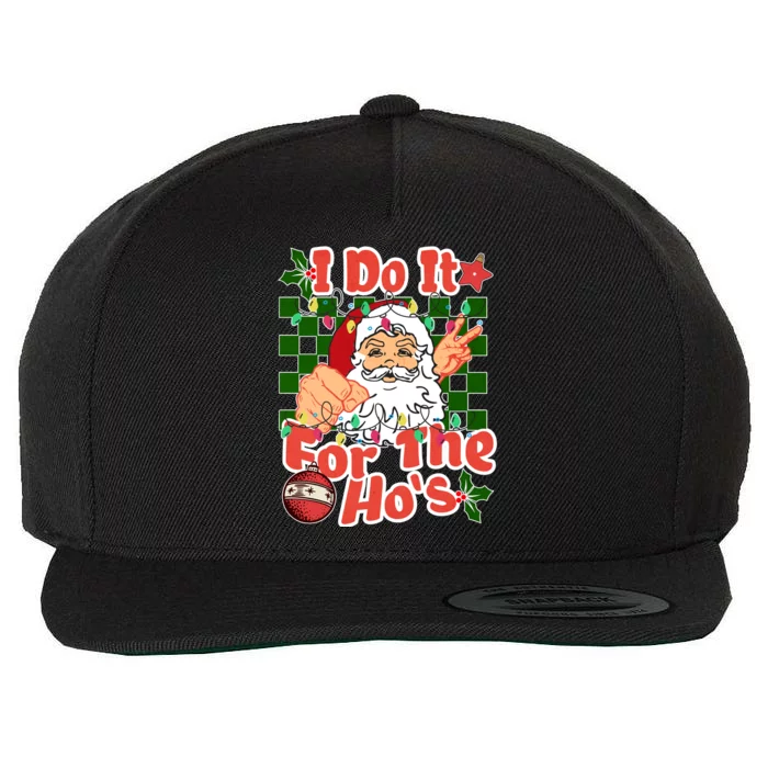 I Do It For The Hos Santa Claus Christmas Lights Wool Snapback Cap