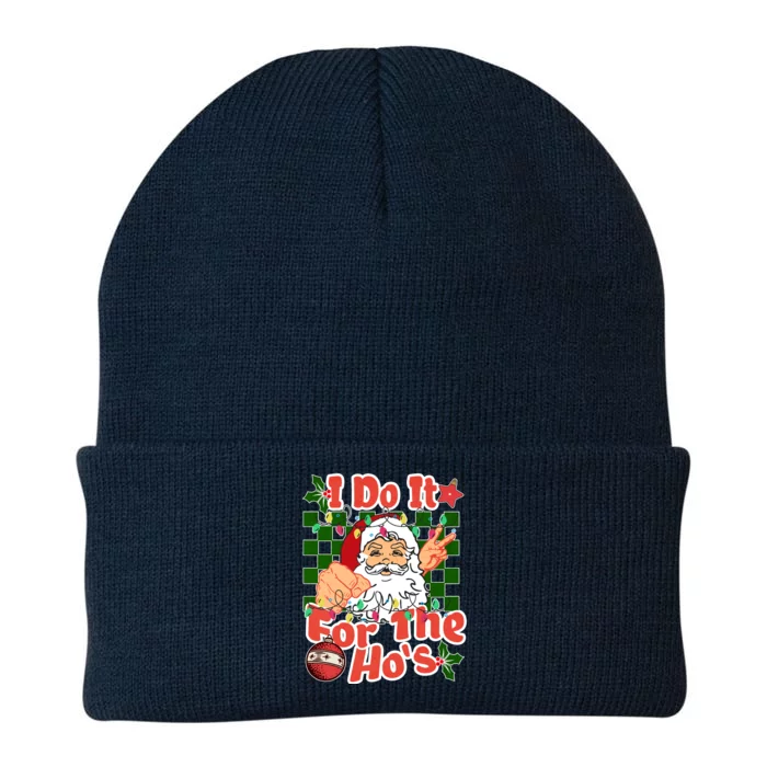 I Do It For The Hos Santa Claus Christmas Lights Knit Cap Winter Beanie