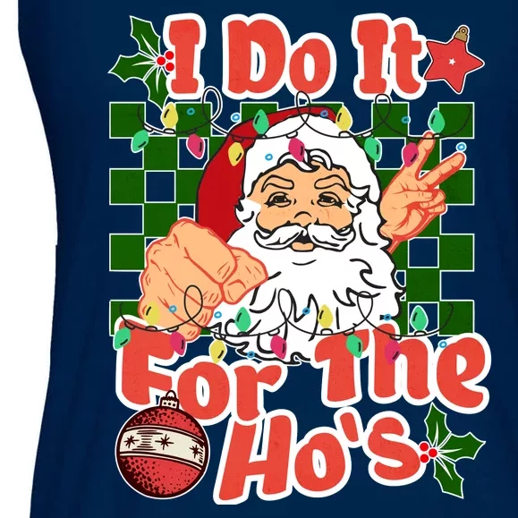 I Do It For The Hos Santa Claus Christmas Lights Ladies Essential Flowy Tank