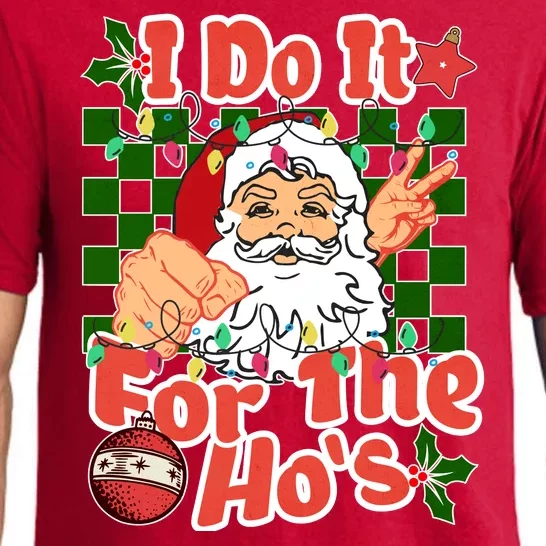 I Do It For The Hos Santa Claus Christmas Lights Pajama Set