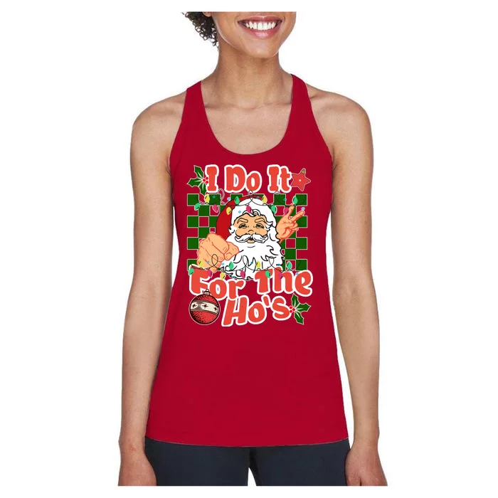 I Do It For The Hos Santa Claus Christmas Lights Women's Racerback Tank