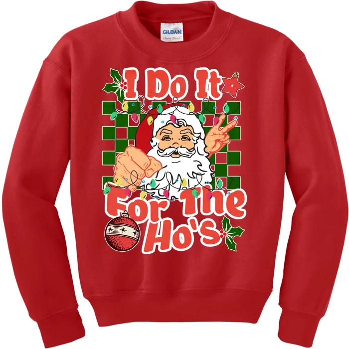 I Do It For The Hos Santa Claus Christmas Lights Kids Sweatshirt