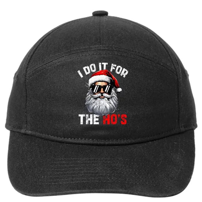 I Do It For The Hos Inappropriate Christmas Santa Face 7-Panel Snapback Hat