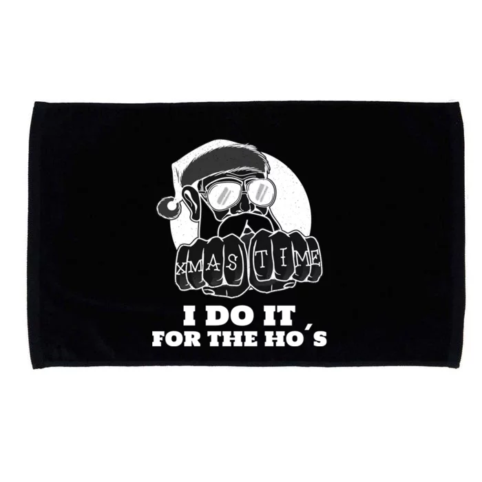 I Do It For The Hos Funny Santa Christmas Gift Microfiber Hand Towel