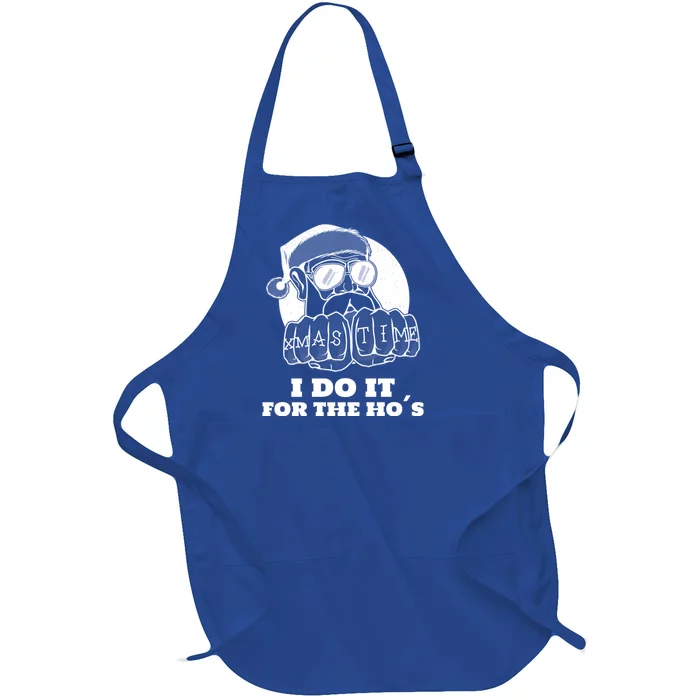 I Do It For The Hos Funny Santa Christmas Gift Full-Length Apron With Pocket