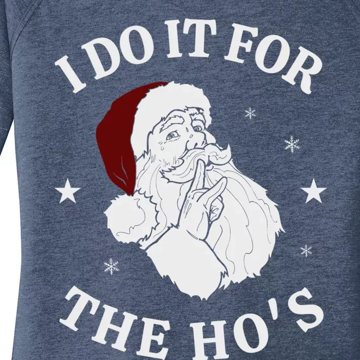 I Do It For The HoS Funny Christmas Rock Hand Santa Hat Great Gift Women's Perfect Tri Tunic Long Sleeve Shirt