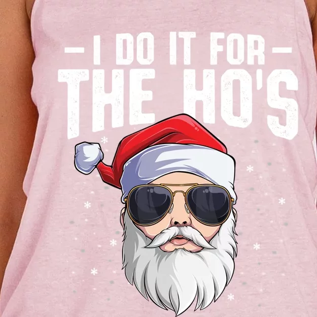 I Do It For The Hos Christmas Adults Funny Xmas Santa Claus Cool Gift Women's Knotted Racerback Tank