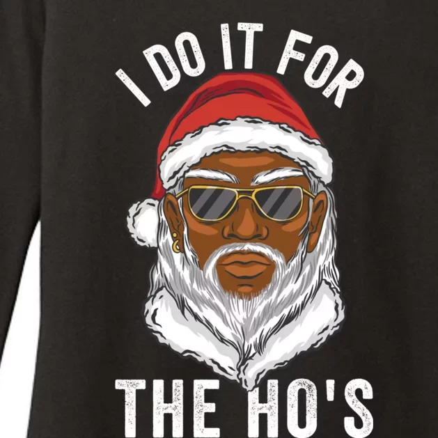 I Do It For The Hos Christmas African American Santa Black Womens CVC Long Sleeve Shirt