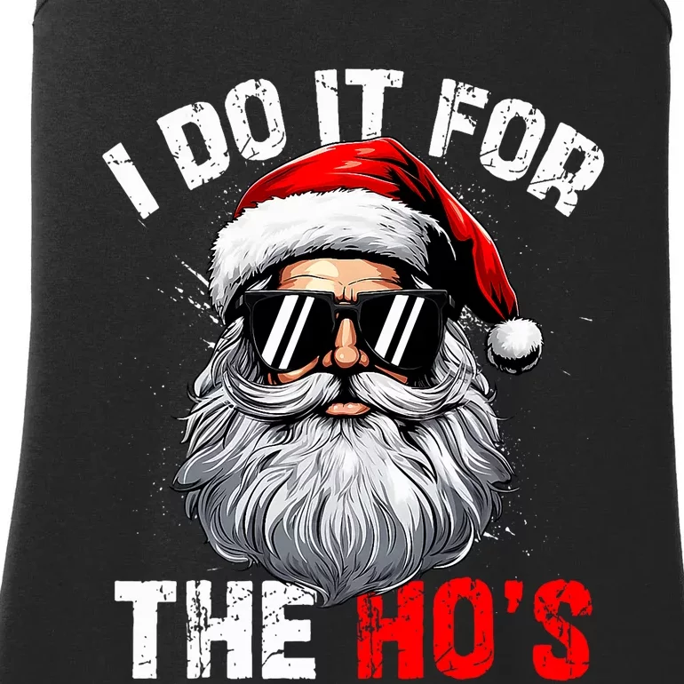 I Do It For The Hos Funny Inappropriate Christmas Santa Face Ladies Essential Tank