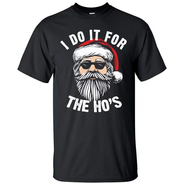 I Do It For The Hos Christmas African American Santa Black Tall T-Shirt