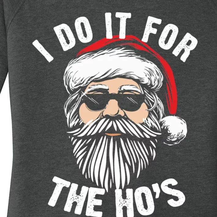 I Do It For The Hos Christmas African American Santa Black Women's Perfect Tri Tunic Long Sleeve Shirt