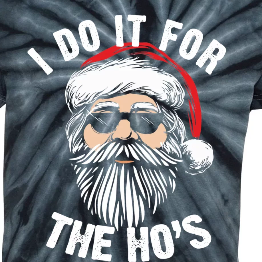 I Do It For The Hos Christmas African American Santa Black Kids Tie-Dye T-Shirt