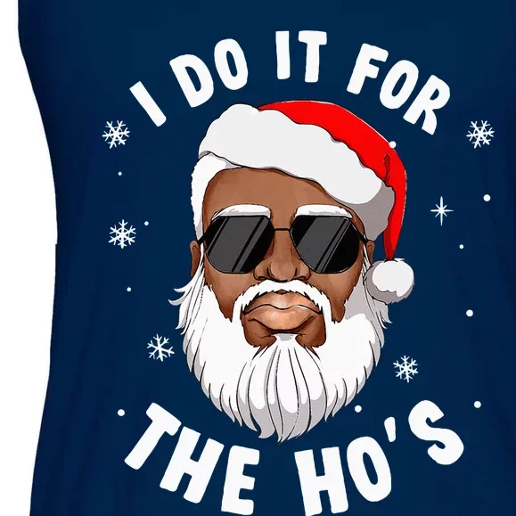 I Do It For The Hos Christmas African American Santa Black Ladies Essential Flowy Tank