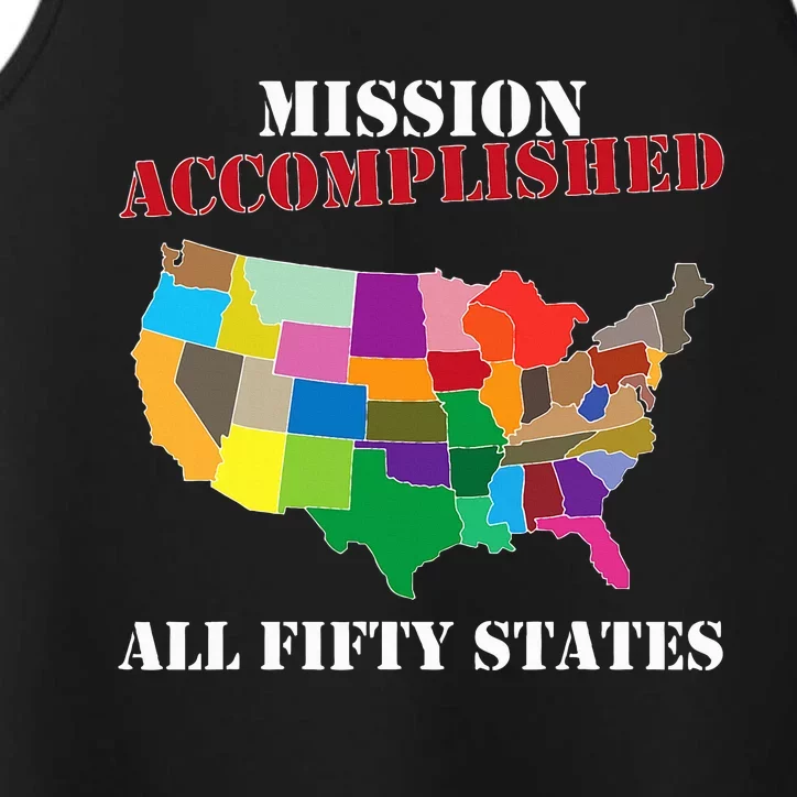 I Did It! Visit All 50 Usa States Gift Mission Accomplished Performance Tank