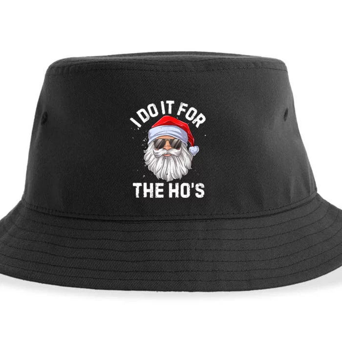 I Do It For The Ho's Funny Inappropriate Christmas Men Santa TShirt Sustainable Bucket Hat