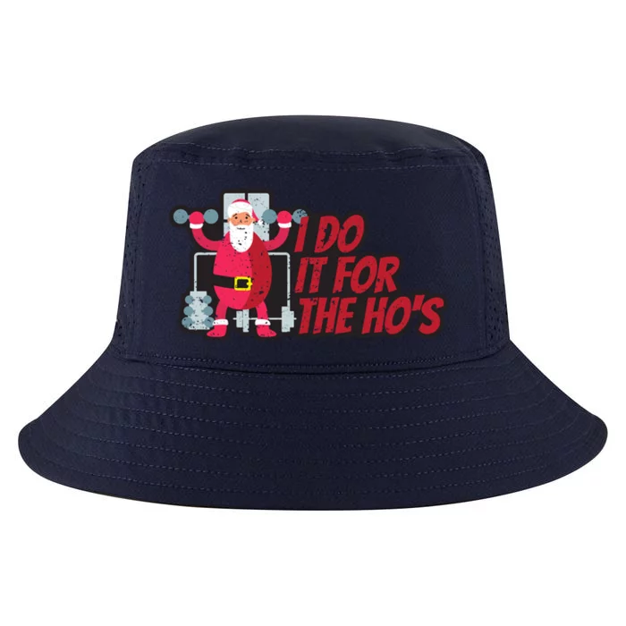 I Do It For The Hos Funny Santa Weight Lifting Christmas Gym Gift Cool Comfort Performance Bucket Hat