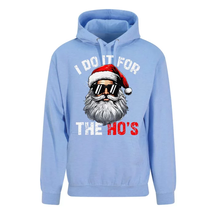 I Do It For The Hos Funny Inappropriate Christmas Santa Face Unisex Surf Hoodie