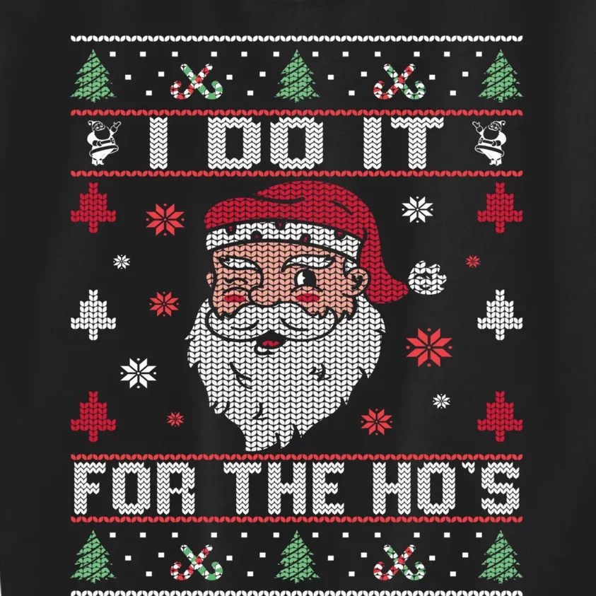 I Do It For The Ho's, Rude Offensive Christmas Santa Sweater Kids Sweatshirt