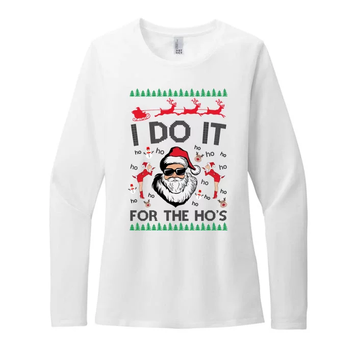 I Do It For The Hos Funny Santa Ugly Christmas Womens CVC Long Sleeve Shirt