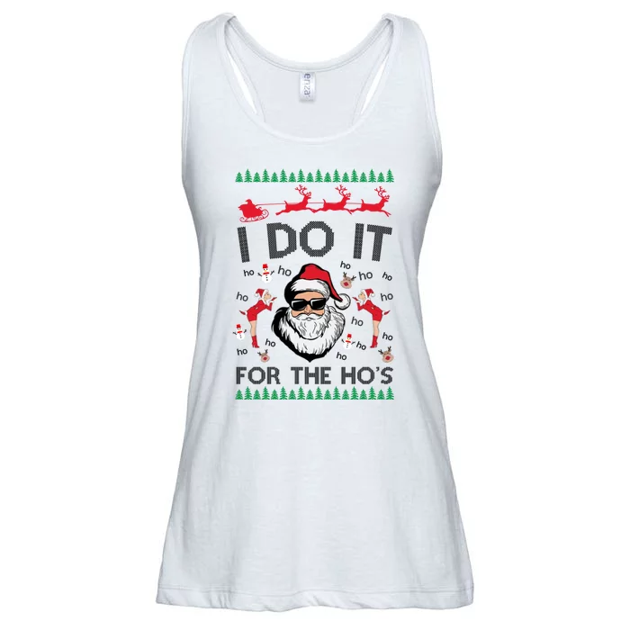 I Do It For The Hos Funny Santa Ugly Christmas Ladies Essential Flowy Tank