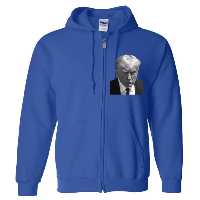 Iconic Donald J Trump Mugshot Black And White Georgia Arrest Gift Full Zip Hoodie