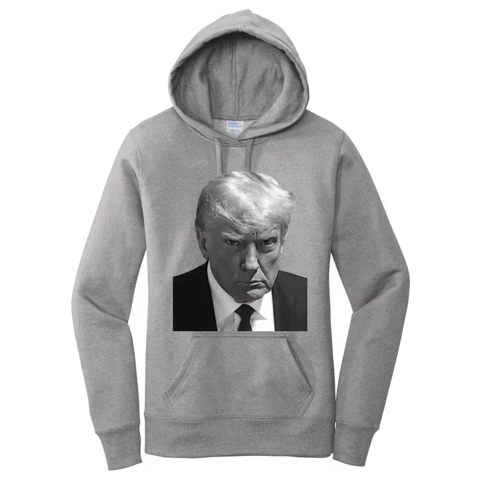 Iconic Donald J Trump Mugshot Black And White Georgia Arrest Gift Women's Pullover Hoodie