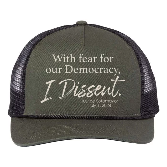 I Dissent Justice Sotomayor Statement Retro Rope Trucker Hat Cap