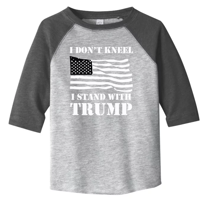 I DonT Kneel I Stand With Trump Usa Flag Gift Black Gift Toddler Fine Jersey T-Shirt