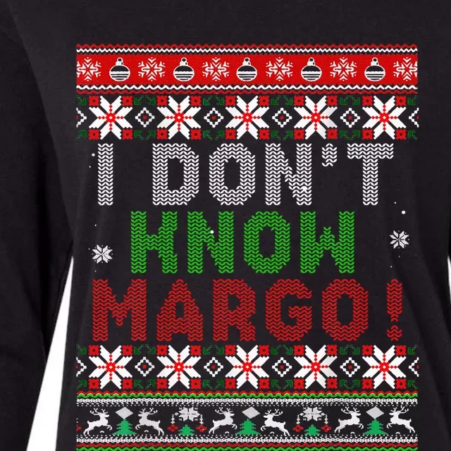 I Dont Know Margo Ugly Christmas Sweater Funny Matching Womens Cotton Relaxed Long Sleeve T-Shirt