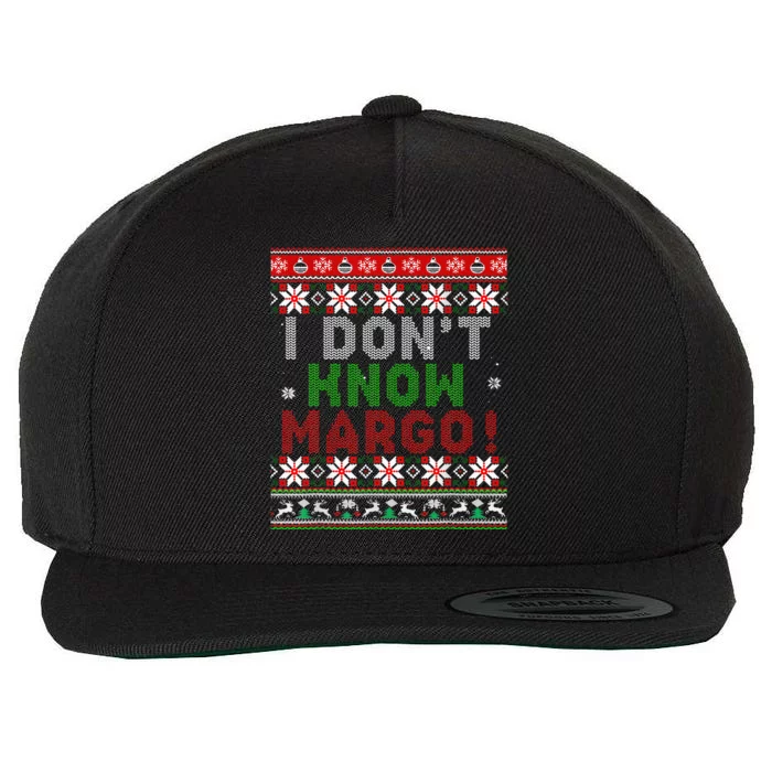 I Dont Know Margo Ugly Christmas Sweater Funny Matching Wool Snapback Cap