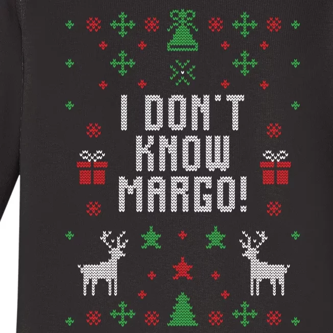 I Don't Know Margo ! Ugly Christmas Baby Long Sleeve Bodysuit