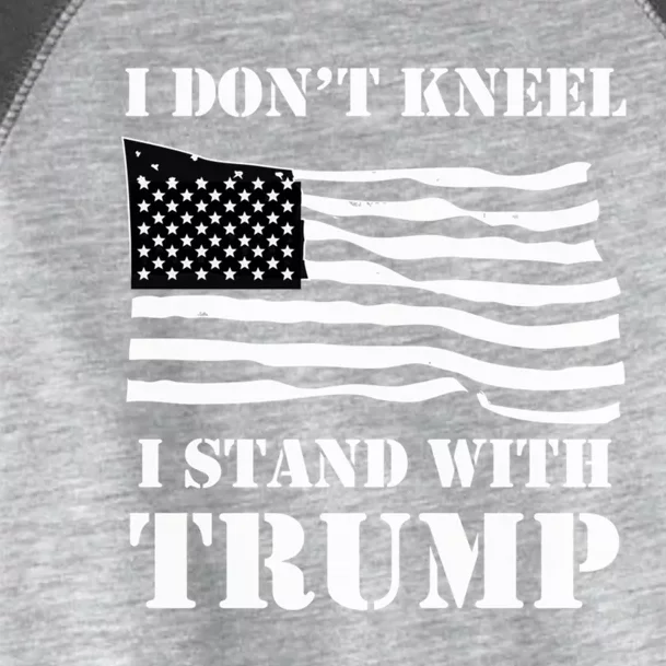 I DonT Kneel I Stand With Trump Usa Flag Gift Black Cool Gift Toddler Fine Jersey T-Shirt