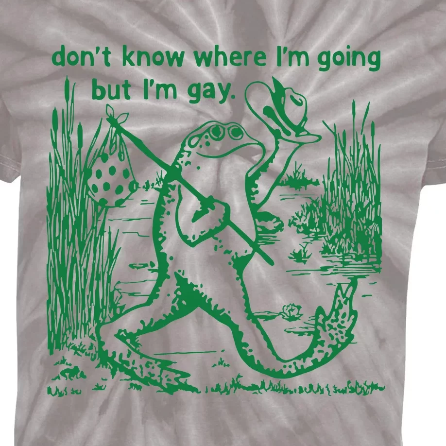 I Dont Know Where Im Going But Im Gay Frog Lgbt Pride Kids Tie-Dye T-Shirt