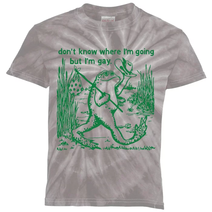 I Dont Know Where Im Going But Im Gay Frog Lgbt Pride Kids Tie-Dye T-Shirt