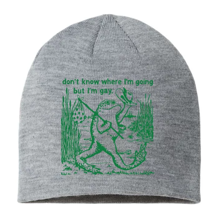 I Dont Know Where Im Going But Im Gay Frog Lgbt Pride 8 1/2in Sustainable Knit Beanie